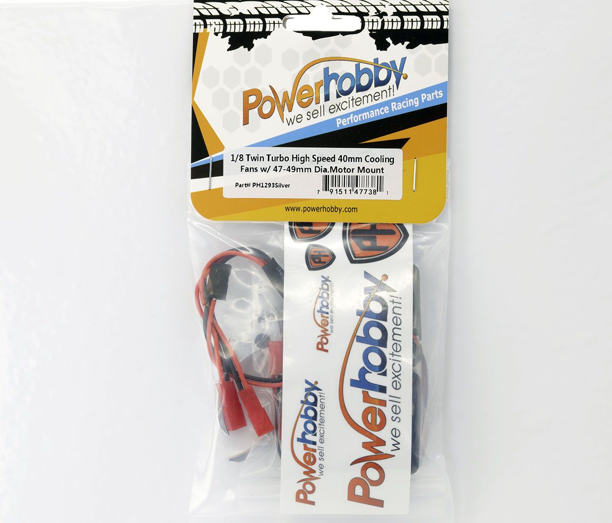 Powerhobby 1/8 dissipateur thermique en aluminium 40 mm double ventilateurs de refroidissement haute vitesse avec couvercle argenté