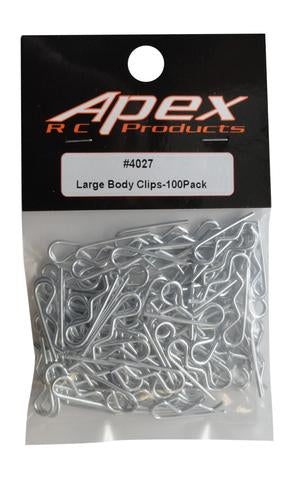APEX 4027 1/10 CLIPS GRANDES PARA CUERPO DE ACERO GALVANIZADO RC - 100PCS