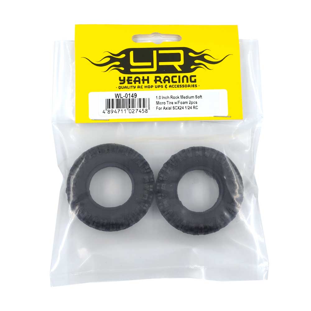 YEAH RACING MICRO NEUMÁTICO SUAVE MEDIANO ROCK DE 1.0 PULGADAS CON ESPUMA 2PCS PARA AXIAL SCX24