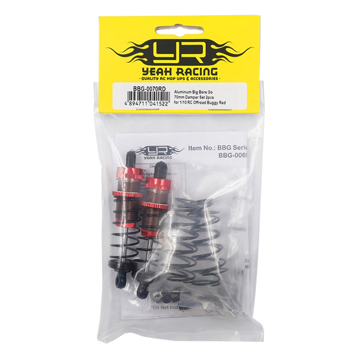 OUAIS RACING BBG-0070RD ALUMINIUM BIG BORE GO 70MM AMORTISSEUR ENSEMBLE 2 PIÈCES POUR 1/10 RC OFFROAD