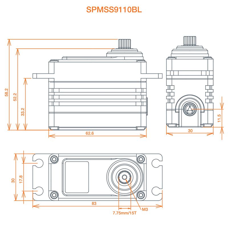 SPEKTRUM SPMSS9110BL 1/5 Digital HV High Speed Brushless Metal Gear Surface Serv