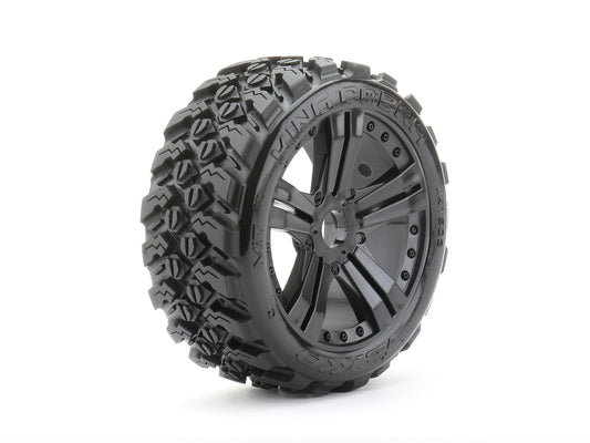 JETKO 1/8 Buggy King Cobra Tires Mounted on Black Claw Rims, Medium Soft, Belted