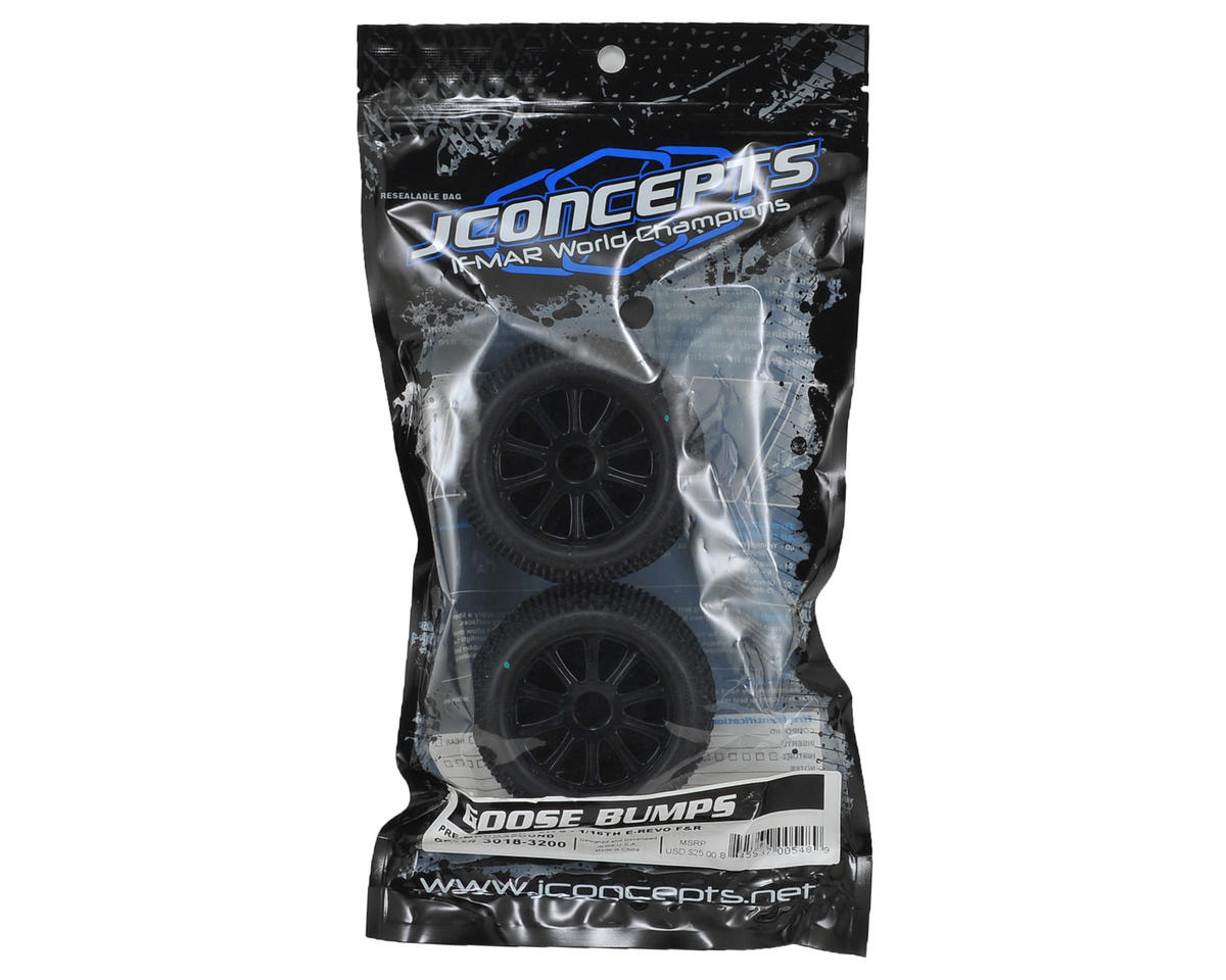 JConcepts 3018-3200 1/16 E-Revo Pre-Mounted Goose Bumps w/Rulux Wheels (2)