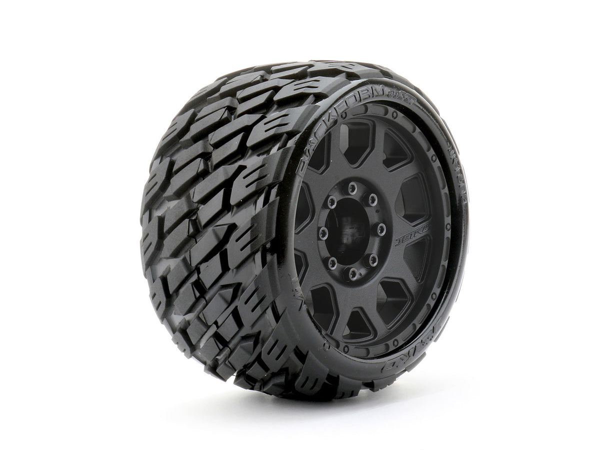 Neumáticos JEKNO JKO1603CBMSGBB2 1/8 SGT 3.8 Rockform montados sobre llantas con garras negras