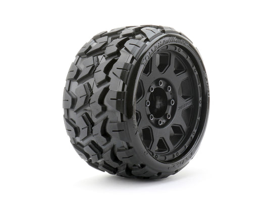 1/8 SGT 3.8 Tomahawk Tires, Mounted, Black Claw Rims, Medium Soft, Belted, 17mm