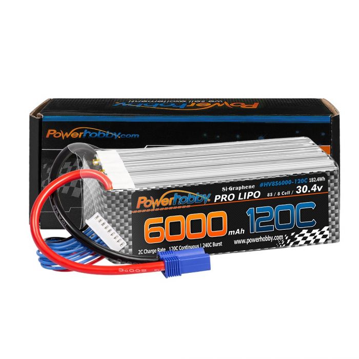POWERHOBBY 8S 30.4V 6000MAH 120C GRAPHENE + HV LIPO BATTERY W EC5 PLUG