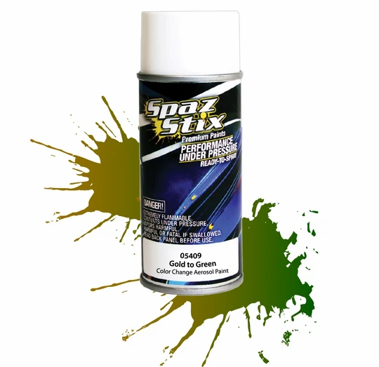 Spaz Stix 05409 Pintura en aerosol que cambia de color, dorado/verde, lata de 3,5 oz
