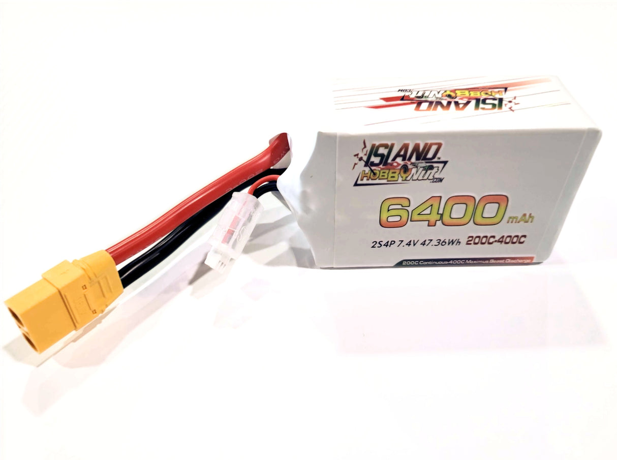 IslandHobbyNut 2S 4P 6400 MAH v 200C - 400C BATTERIE LIPO AVEC FIL DE CALIBRE 8
