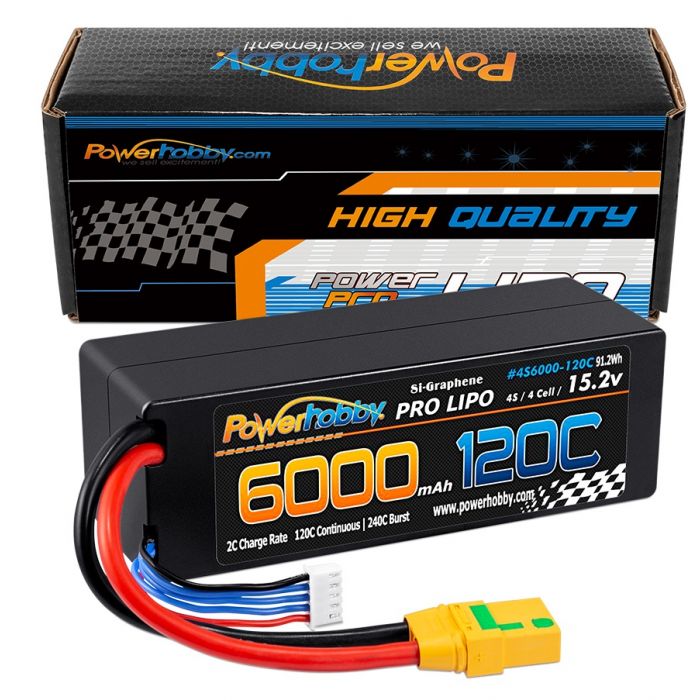 Powerhobby 4s 15.2v HV 6000MAH 120c - 240c Grafeno + Estuche rígido para batería HV Lipo
