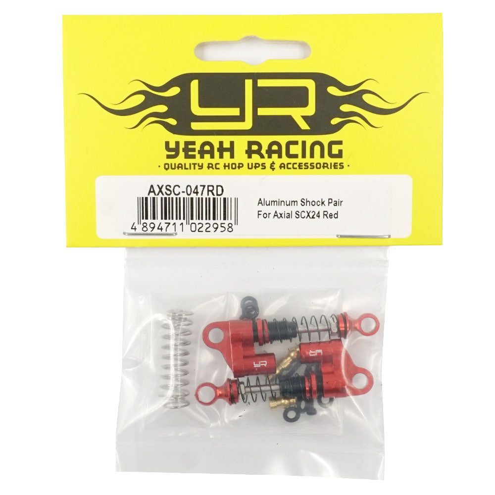 Yeah Racing PAIRE D'AMORTISSEURS EN ALUMINIUM AXSC-047RD POUR AXIAL SCX24 ROUGE