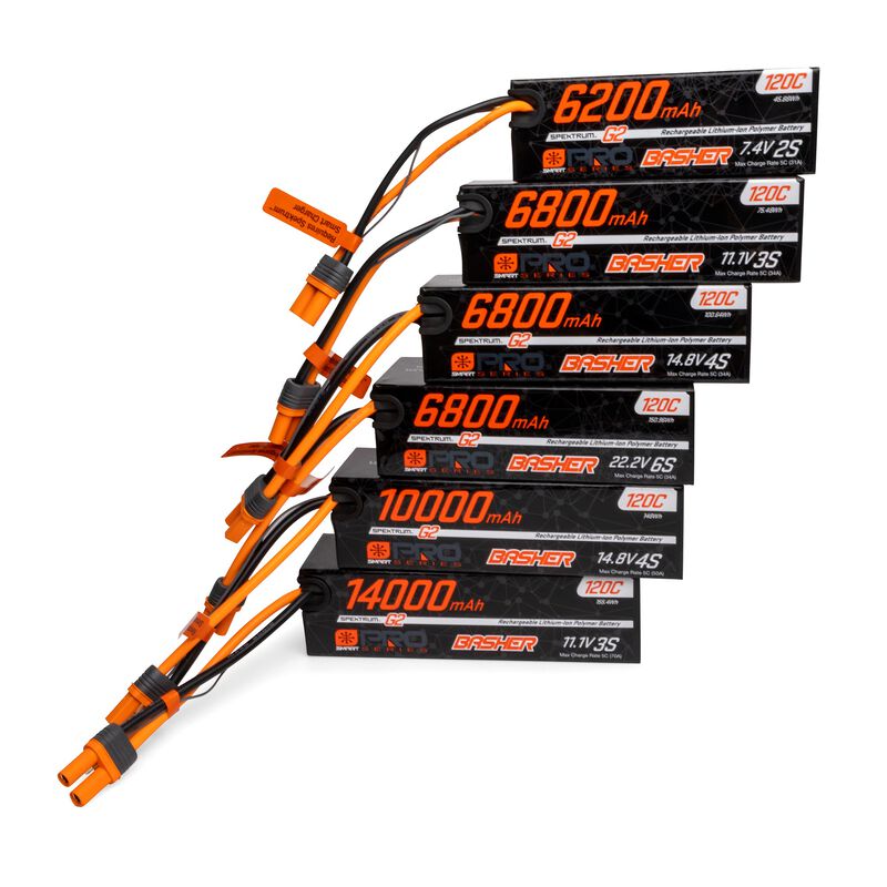 Spektrum 7.4V 6200mAh 2S 120C Smart G2 Pro Basher LiPo: IC5