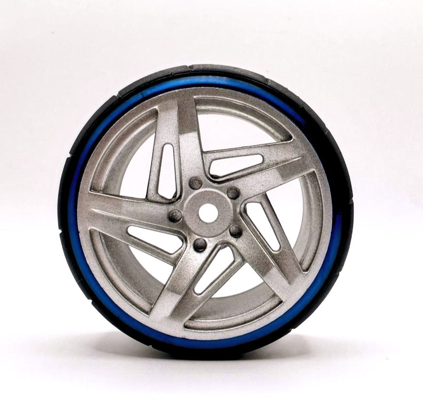 RUEDAS DE DERIVA IRONManRc 1/10 CON NEUMÁTICOS DUROS * HAROS DE 5 RADIOS * PAQUETE DE 4