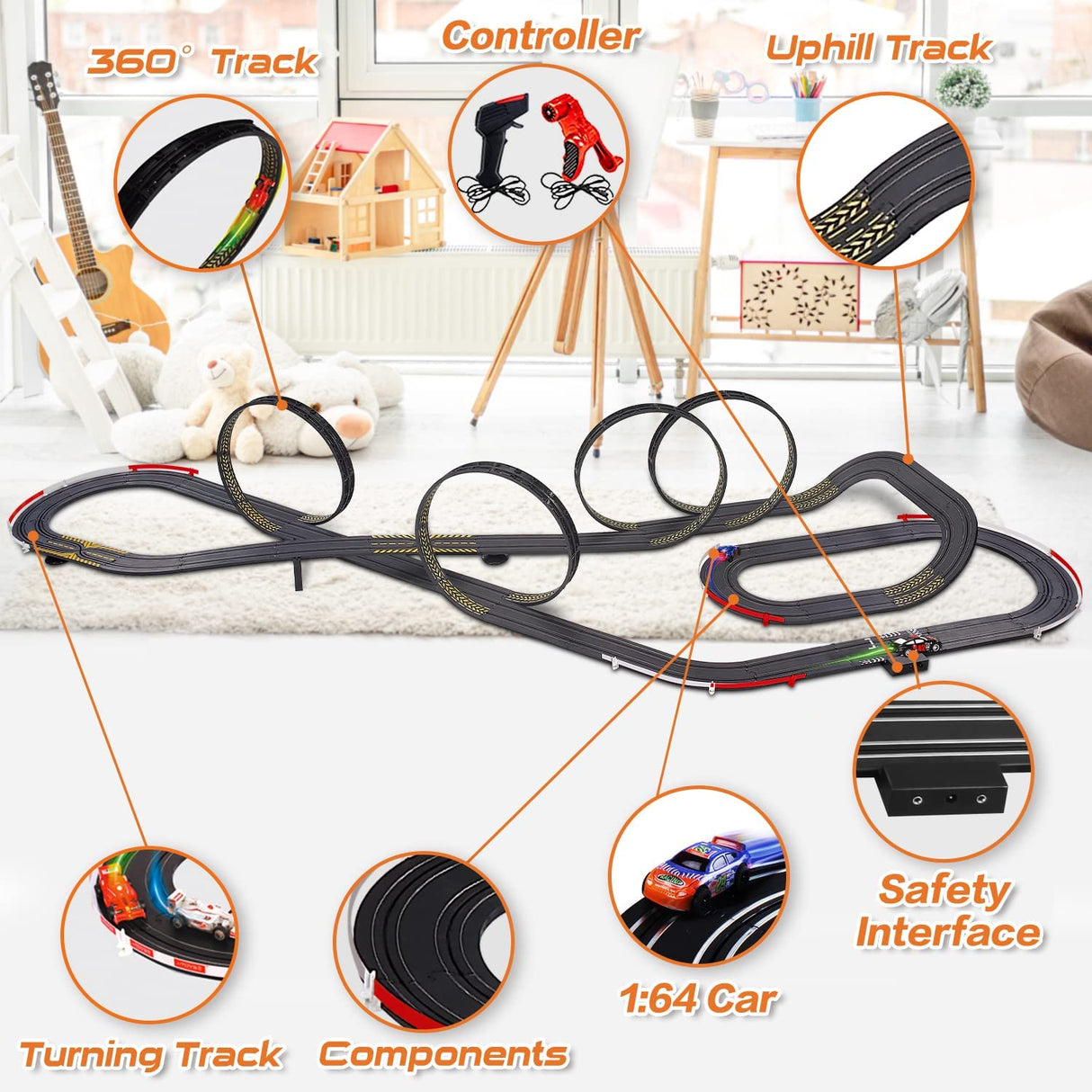 Islan Hobby Nut Slot Car Race Track Playset Deluxe Size for Kids