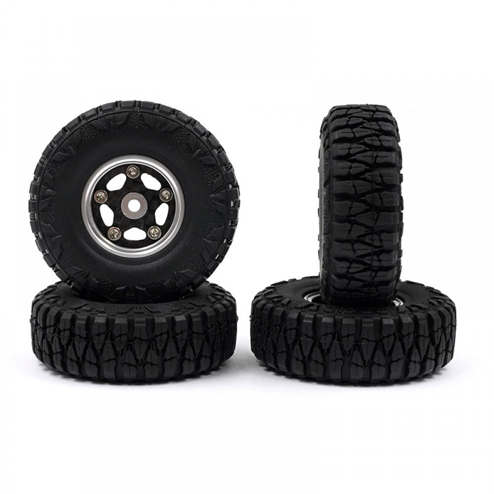 Yeah Racing JEU DE ROUES À 5 RAYONS CNC EN ALUMINIUM AVEC GRAPHITE BEADLOCK POUR AXIAL SCX24