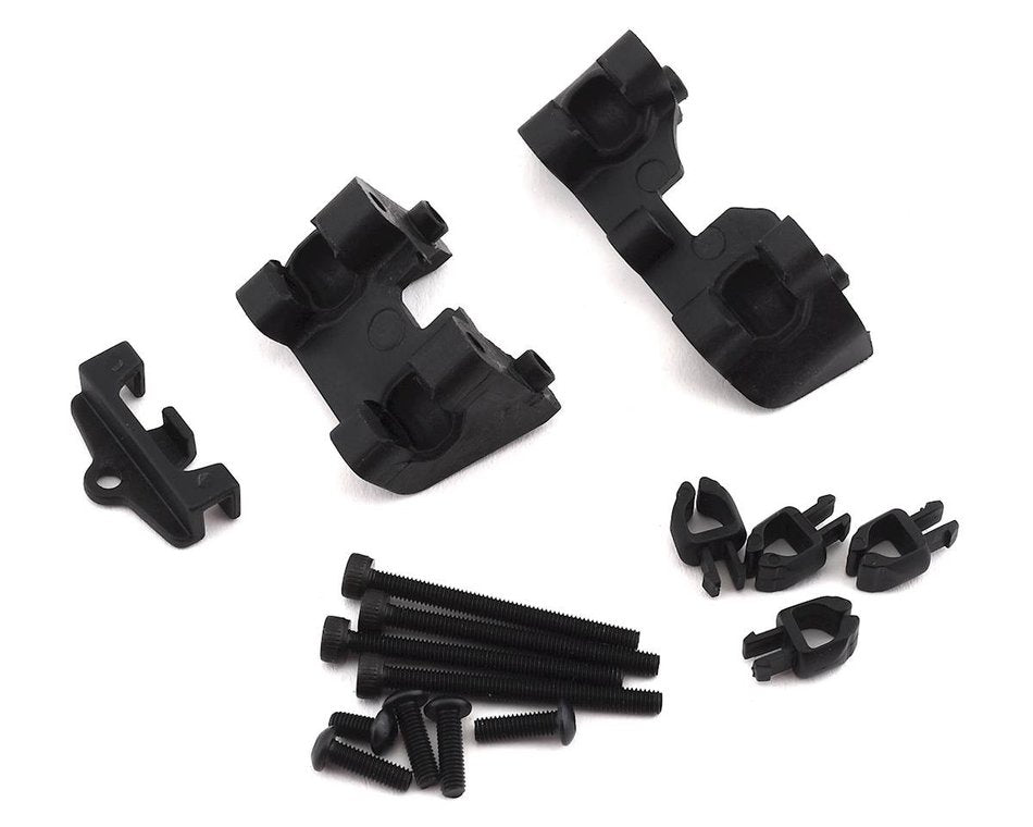 Traxxas 5317 Revo Shock Mounts delantero y trasero con clip de cable (1), clips de cable del chasis