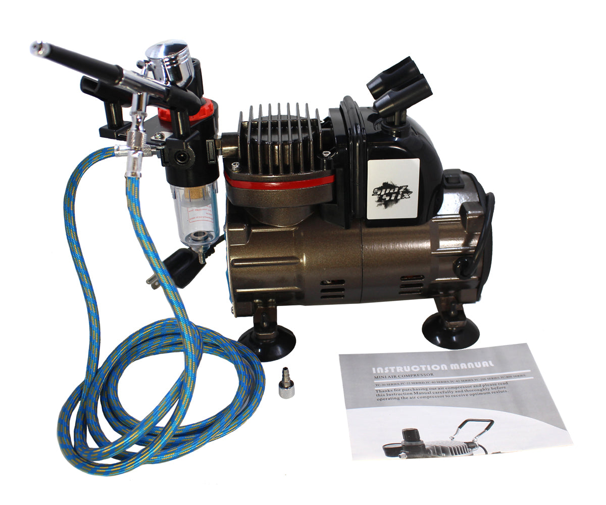 SPAZ STIX SZX50000 Dual Action Gravity Feed Airbrush & Air Compressor Combo