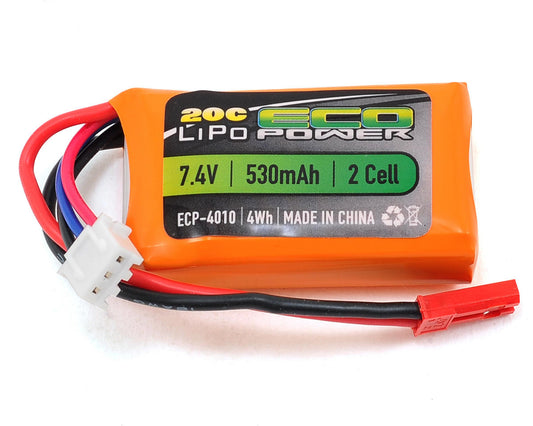 EcoPower ECP-4010 "Electron" 2S LiPo 20C Battery (7.4V/530mAh) w/JST Connector