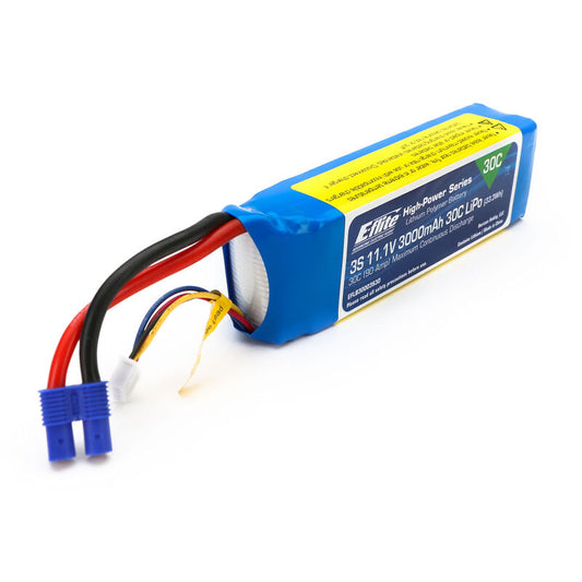 (Discontinued) E-flite EFLB30003S30 3S LiPo Battery Pack 30C (11.1V/3000mAh) w/EC3 Connector