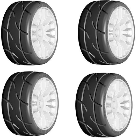 GRP GTJ03-XB1 1/8 GT T03 REVO UltraSoft Mounted Tires Wheels (4) WHITE