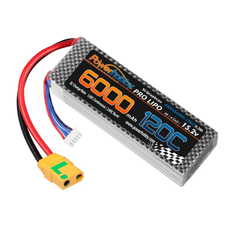 Powerhobby 4s 15.2v 6000MAH 120C Grafeno + Batería Lipo HV XT90 Enchufe Estuche Blando