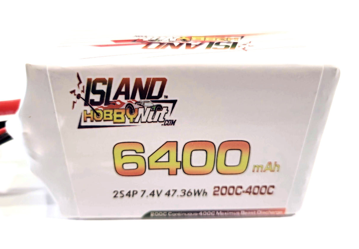 IslandHobbyNut 2S 4P 6400 MAH v 200C - 400C BATTERIE LIPO AVEC FIL DE CALIBRE 8