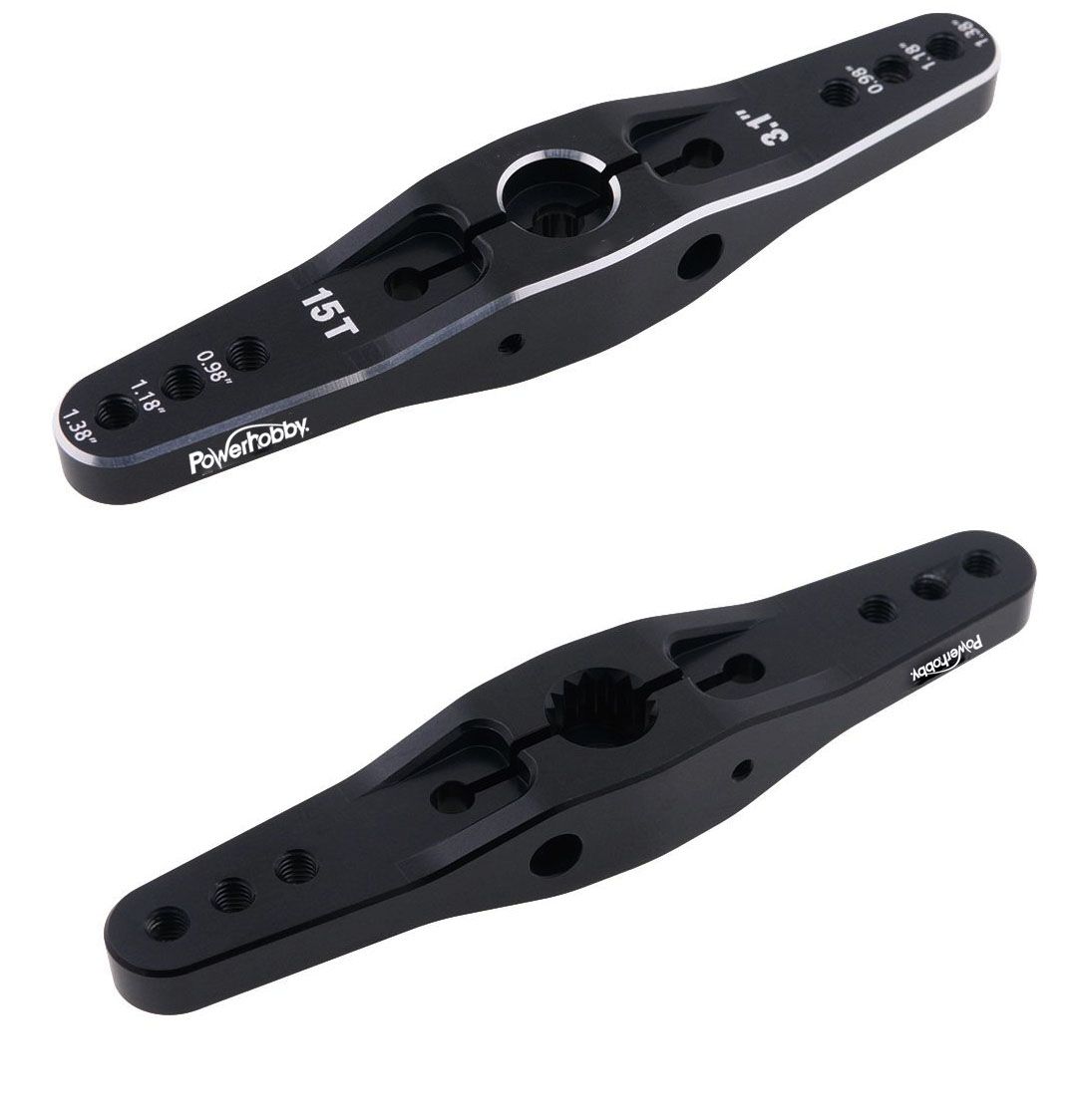 Brazo de bocina doble de aluminio Powerhobby 15T Spline para Servo escala 1/5