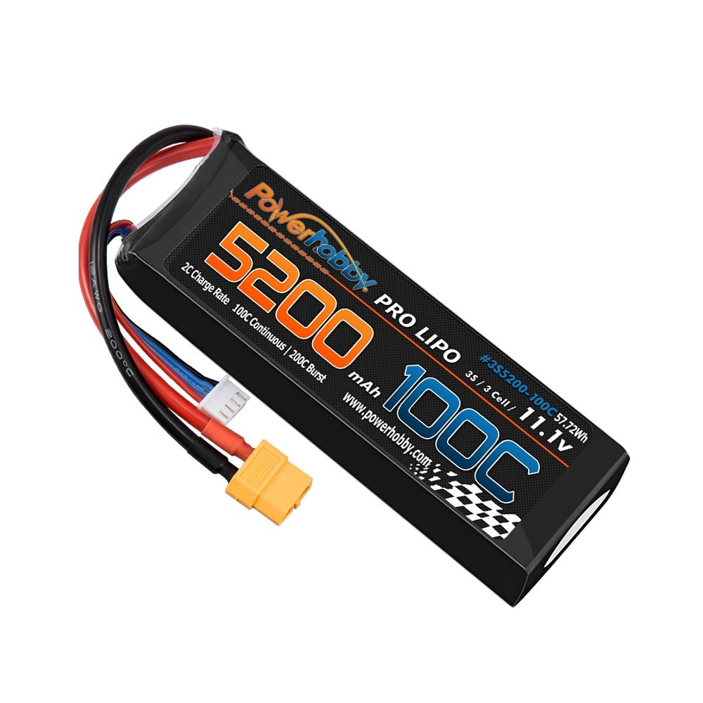 Powerhobby 3s 11.V 5200mah 100C - 200C Lipo Battery w XT60 + Traxxas Adapter