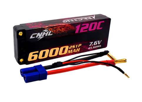 CNHL Racing Series LiHV 6000mAh 7.6V 2S 120C HV Hard Case Lipo Battery with EC5