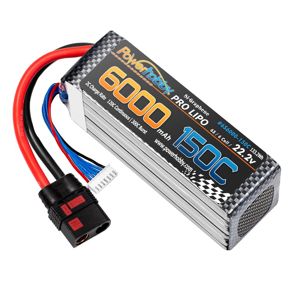 Powerhobby XTREME 6s 22.2V 6000mah 150C-300C Batería Lipo con enchufe QS8 Cable 8AWG