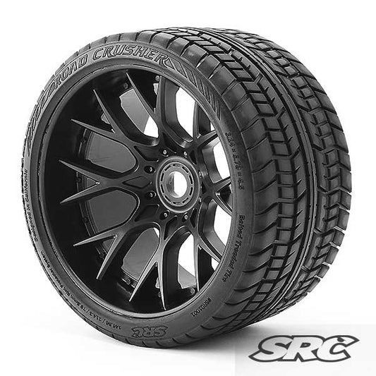 Sweeps Racing C1001B Monster Truck Road Crusher Belted tire preglued on WHD Black wheel