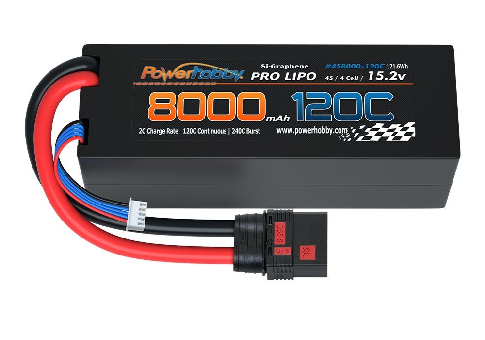 Powerhobby 4s 15.2V 8000MAH 120C HV + GRAFENO Lipo Batería QS8 Enchufe 8AWG