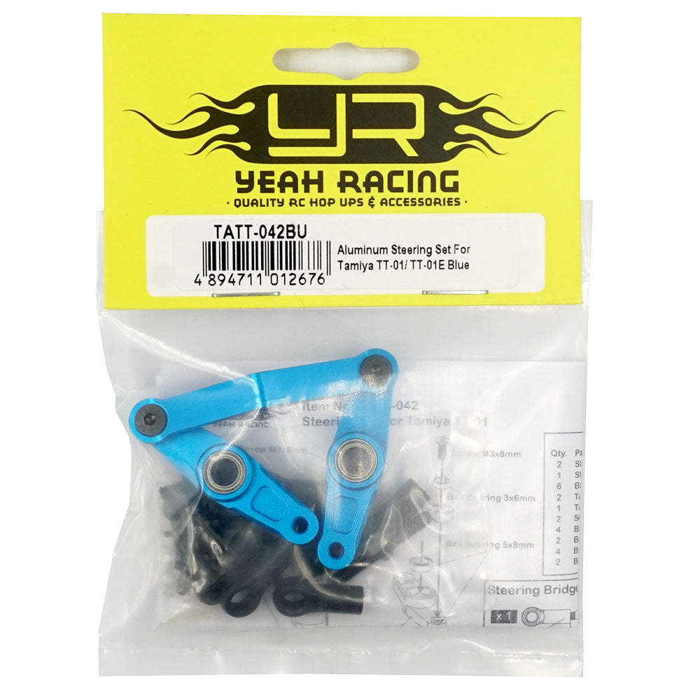 Yeah Racing TATT-042BU KIT DE DIRECTION EN ALUMINIUM POUR TAMIYA TT-01E BLEU