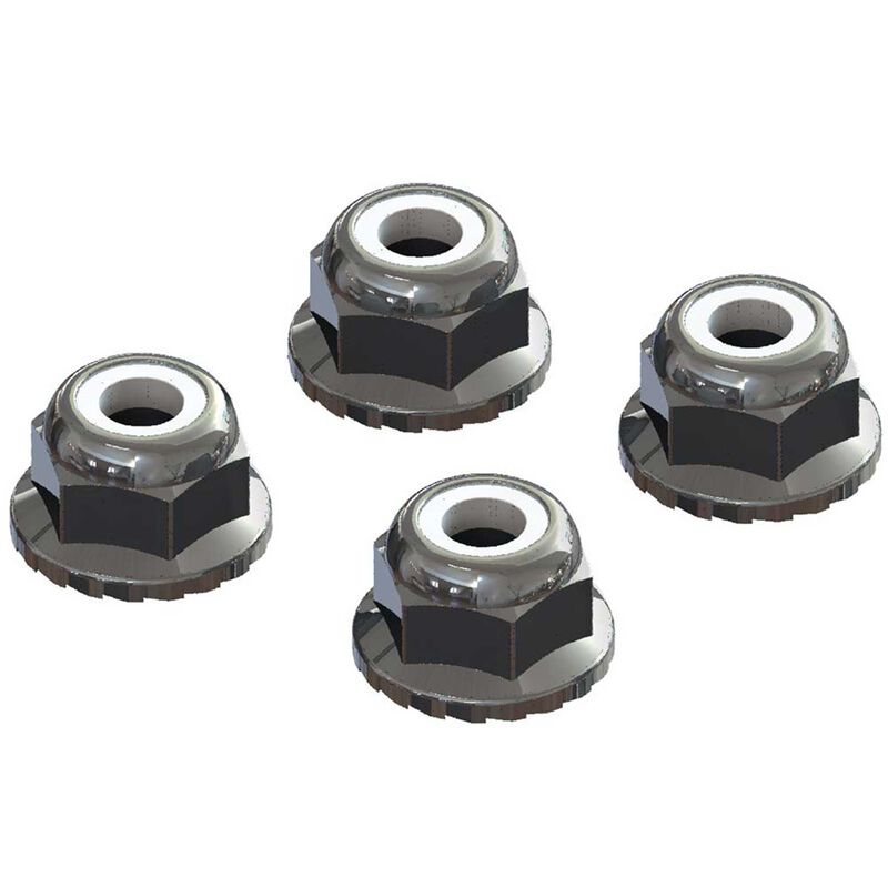 ARRMA AR708008 7mm Flanged Nyloc Locknut, Silver (4)