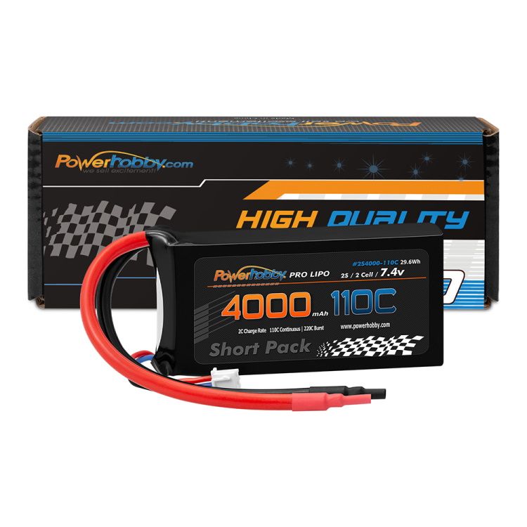 Powerhobby 2S 7.4V 4000mah 110C-220C Batería Lipo de carreras de arrastre corto