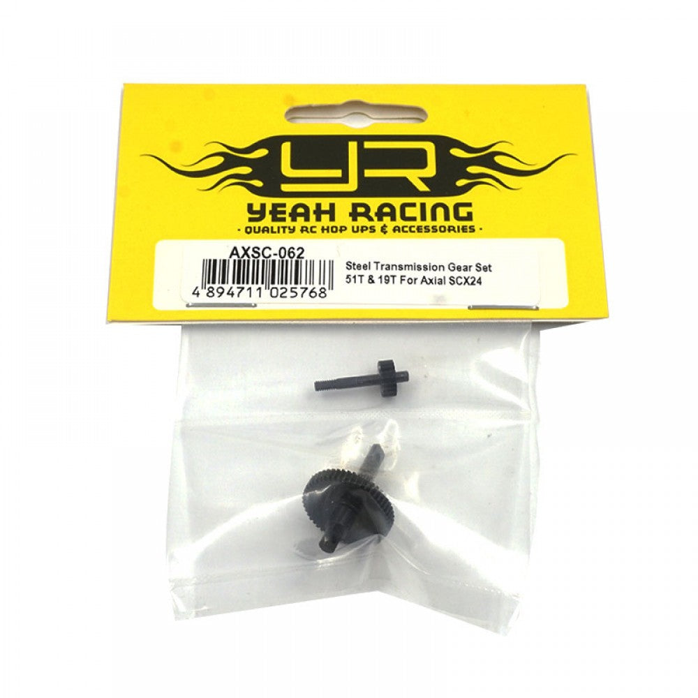 Yeah Racing JUEGO DE ENGRANAJES DE TRANSMISIÓN DE ACERO 51T Y 19T PARA AXIAL SCX24