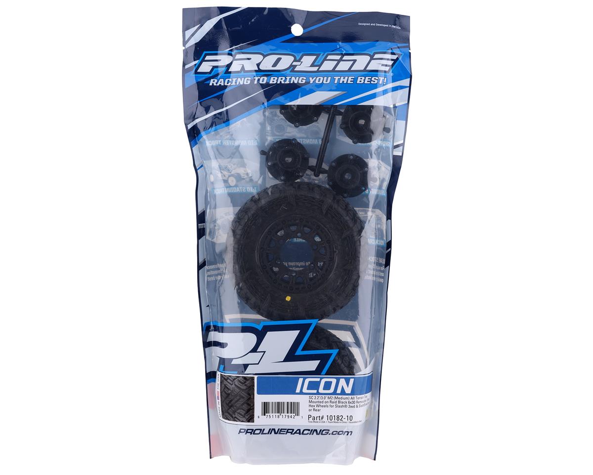 Pro-Line 10182-10 Icon SC Pre-Mounted Tires w/Raid Wheels (Black) (2) (M2)