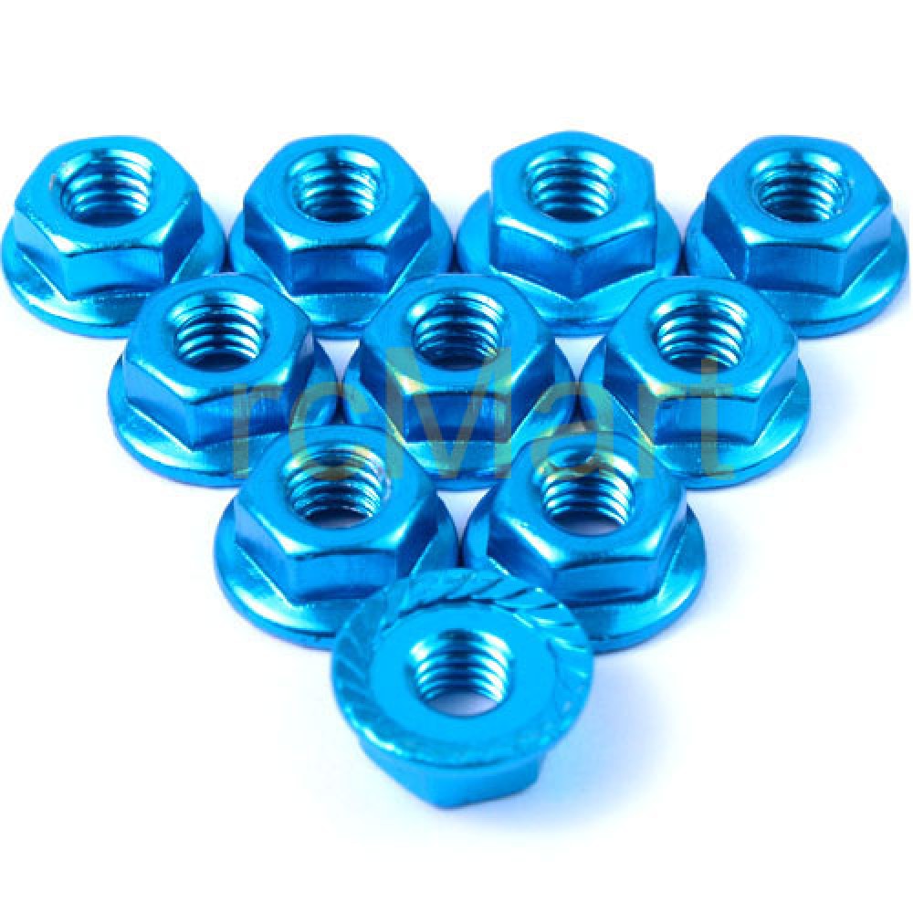 Yeah Racing LN-M4S-LB 4MM ALUMINIUM SERRATED LOCK NUT 10PCS (LB)