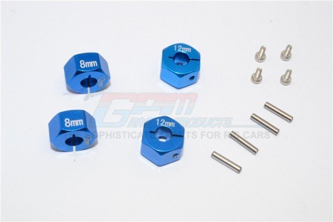 GPM GT010/12X8MM TRAXXAS 4WD GT4 TEC 2.0 Adaptateurs hexagonaux en aluminium 8mm d'épaisseur 12pc