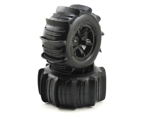 Traxxas 7773 X-Maxx Pre-Mounted Paddle Tires & Wheels (2) (Black)