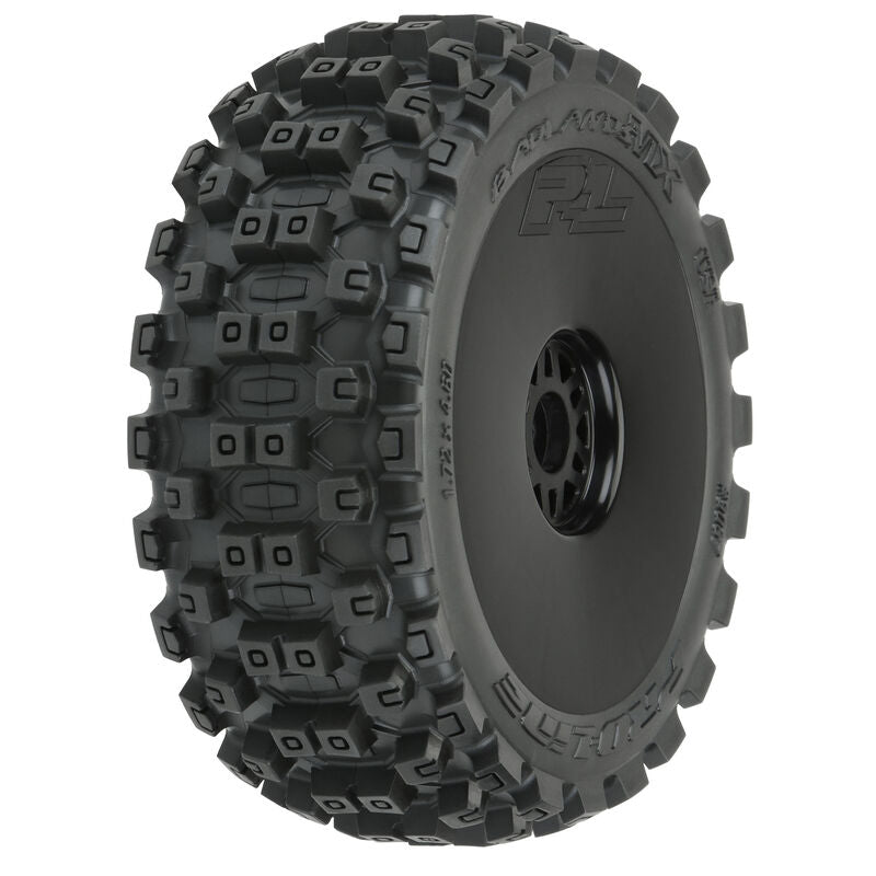 Proline 9067-41 Badlands MX M2 Mounted Black Wheels, F/R (2): 1/8 Buggy