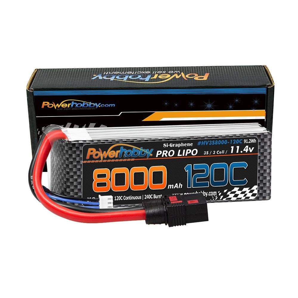 POWERHOBBY 3S 11.4V 8000MAH 120C GRAPHÈNE + BATTERIE LIPO HV W FICHE QS8 Fil 8AWG