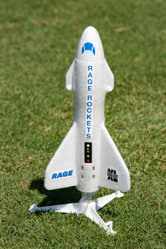 RC RAGE Spinner Missile XL Electric Free-Flight Rocket Parachute & LEDs, White