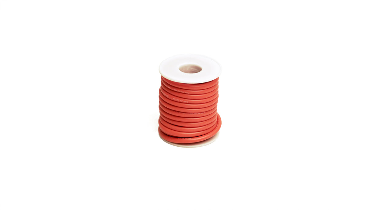 Racers Edge 1204 Cable ultraflexible de silicona calibre 12; Carrete de 25' (rojo)