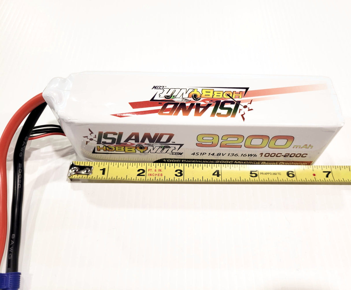 ISLANDHOBBYNUT 9200MAH 14.8V 4S 100C - 200C BATERÍA LIPO CON EC5 Y CABLE DE CALIBRE 8