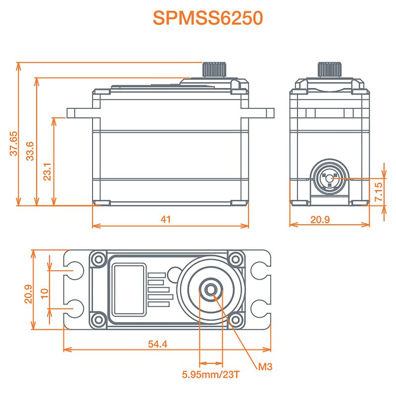 SPEKTRUM SPMSS6250 Surface étanche à engrenage métallique à couple élevé numérique HV standard