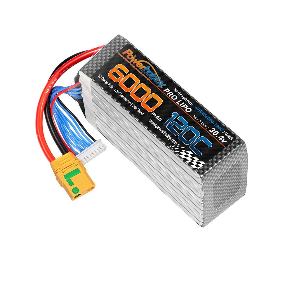 POWERHOBBY 8S 30.4V 6000MAH 120C GRAPHÈNE + BATTERIE LIPO HV AVEC PRISE XT90