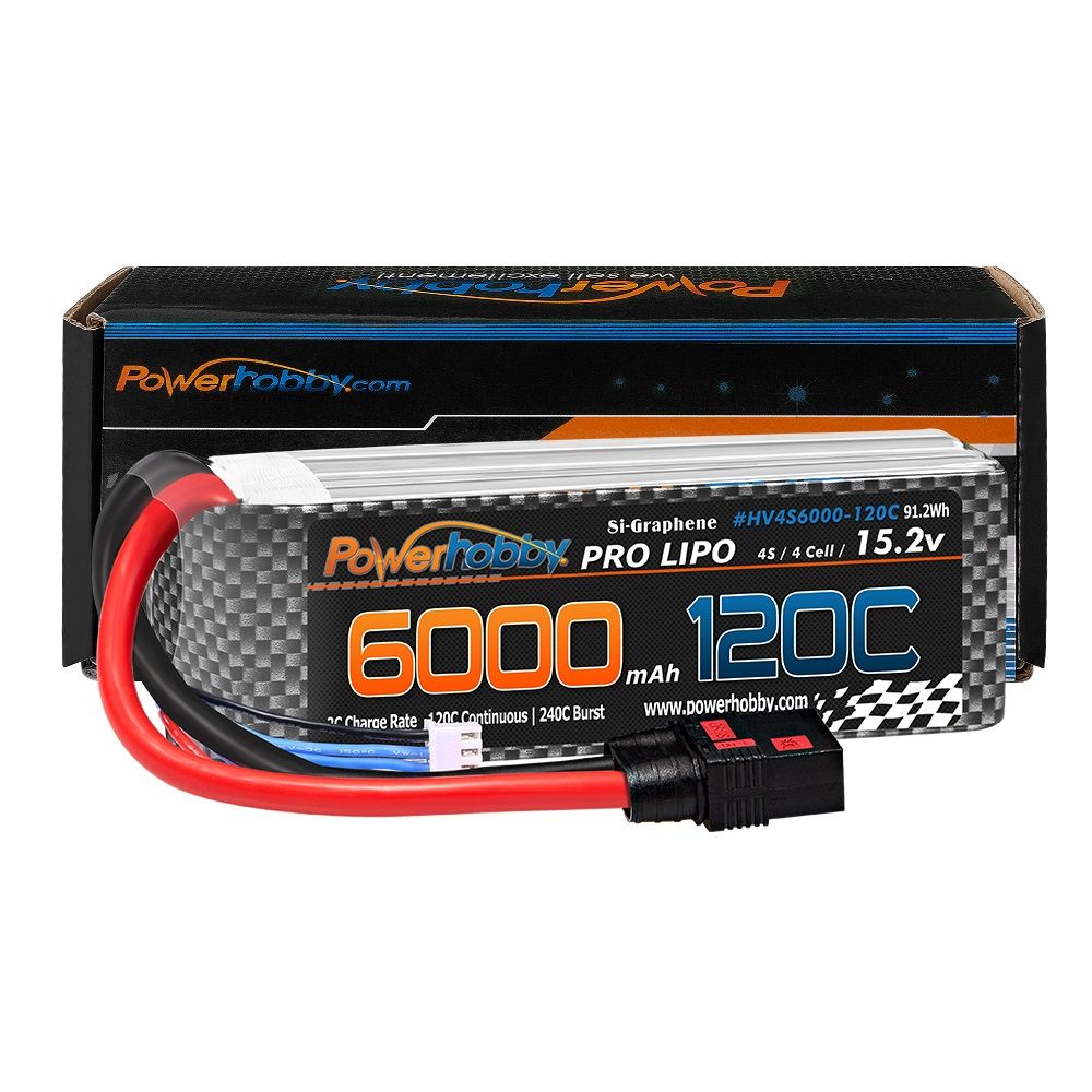 Powerhobby 4s 15.2v 6000MAH 120C Grafeno + Batería Lipo HV Enchufe QS8 Cable 8AWG