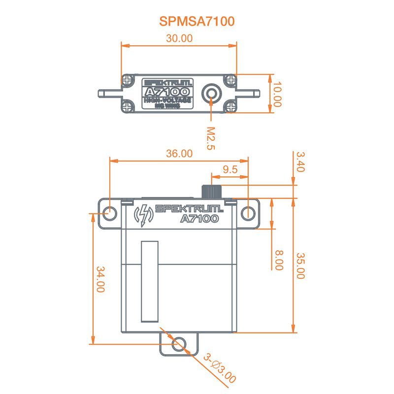SPEKTRUM SPMSA7100 MT/MS Servo d'aile HV à engrenages métalliques