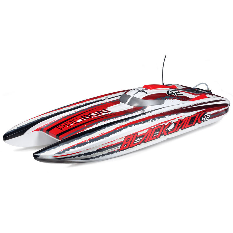 Pro Boat PRB08043T2 Blackjack 42" 8S Brushless RTR Electric Catamaran (White/Red) w/2.4GHz