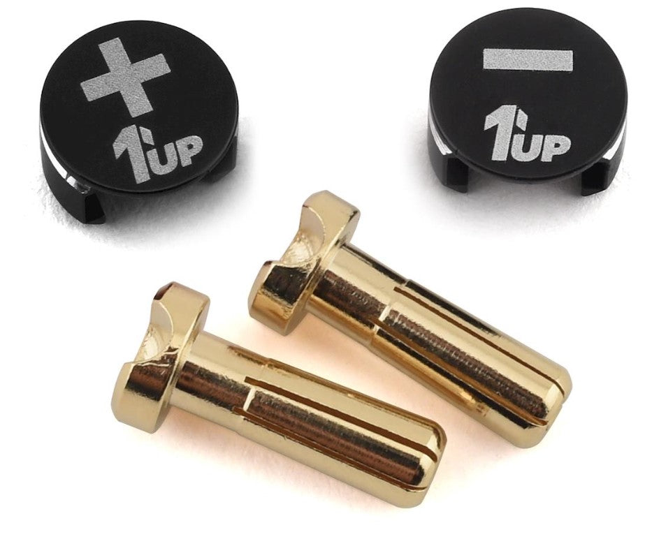 1UPRACING 190411 LowPro Bullet Plug Grips w/4mm Bullets (Black/Black)